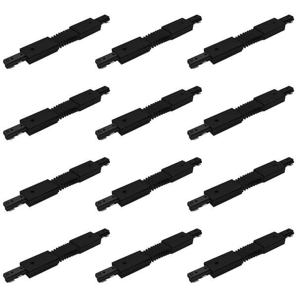 H Track Lighting Flexible Connector, Single Circuit 3-Wire Track Light Accessories, 120V Live Power Source Black 12 Pack