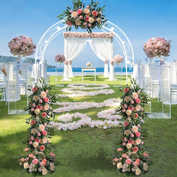 GOGEXX 98 in. Metal Garden Arch Trellis Assemble Freely 8 Styles Climbing Plant Support Outdoor Archway Weddings and Parties