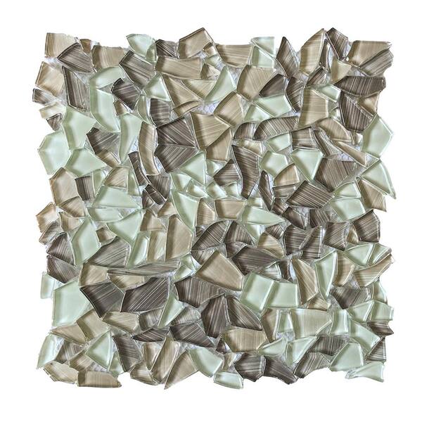 Jeffrey Court Sandbank Pebble Beige 11.875 in. x 11.875 in. Glossy Glass Mosaic Tile (9.79 sq. ft./Case)