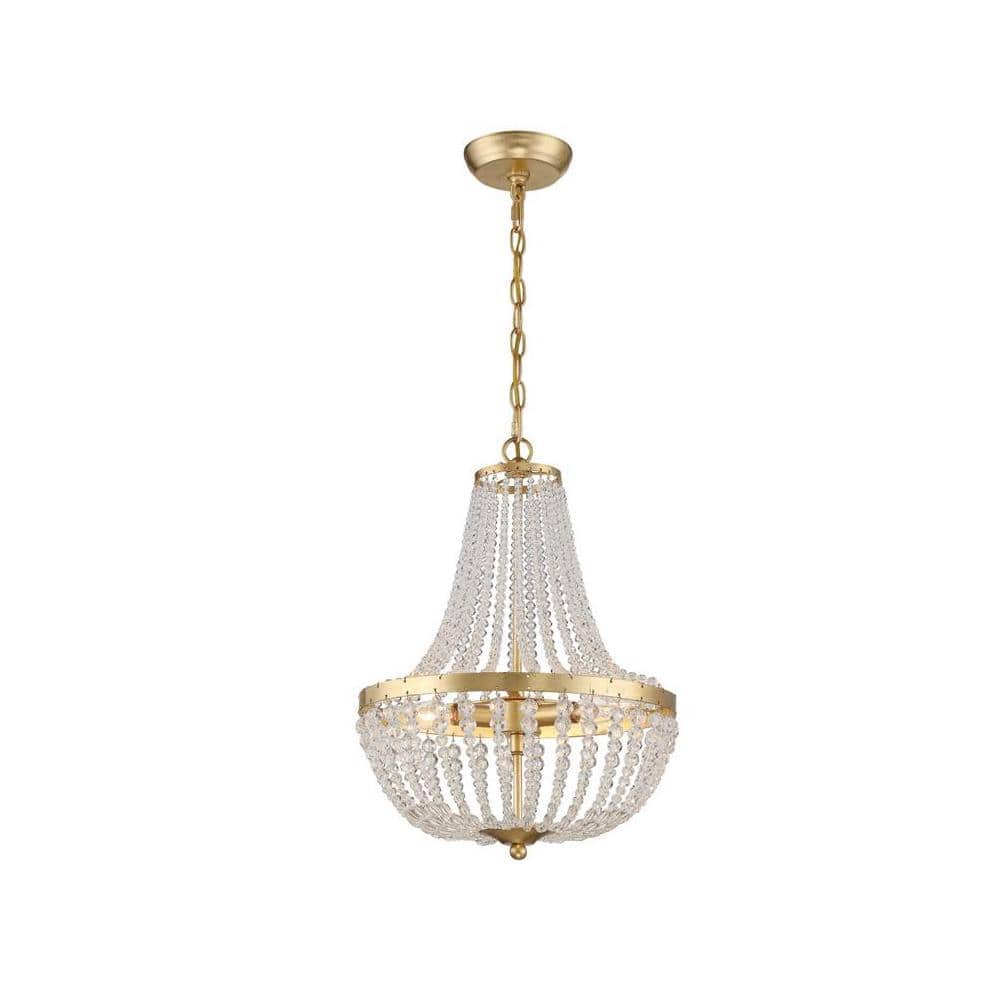 Mini Antique Gold Chandelier with Hand Cut Crystal Accents