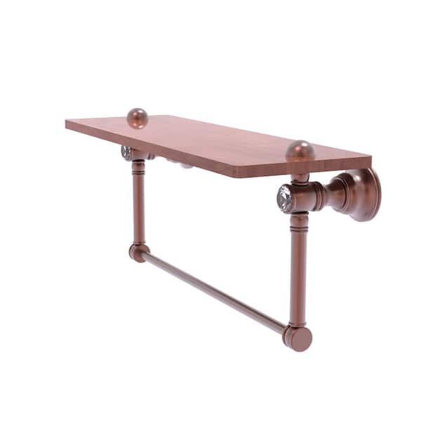 Carolina Crystal Collection 22 in. Wood Shelf with Integrated Towel Bar in Antique Copper