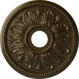 2-3/4" x 18-1/8" x 18-1/8" Polyurethane Edinburgh Ceiling Medallion, Brass