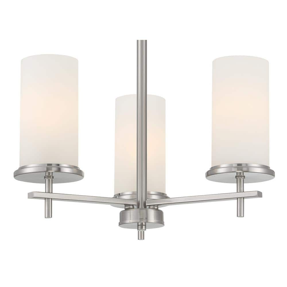 Brushed Nickel 3-Light Chandelier with Etched Glass Shades