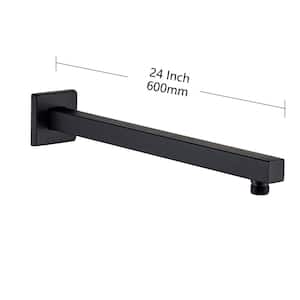 24 in. 600 mm Square Wall Mount Shower Arm and Flange in Matte Black