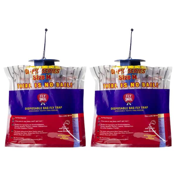 2-Gitmo Series Medium Bag-Outdoor Disposable Trap, Pre-Baited with Flies Inn Attractant, Effective Fly Catcher