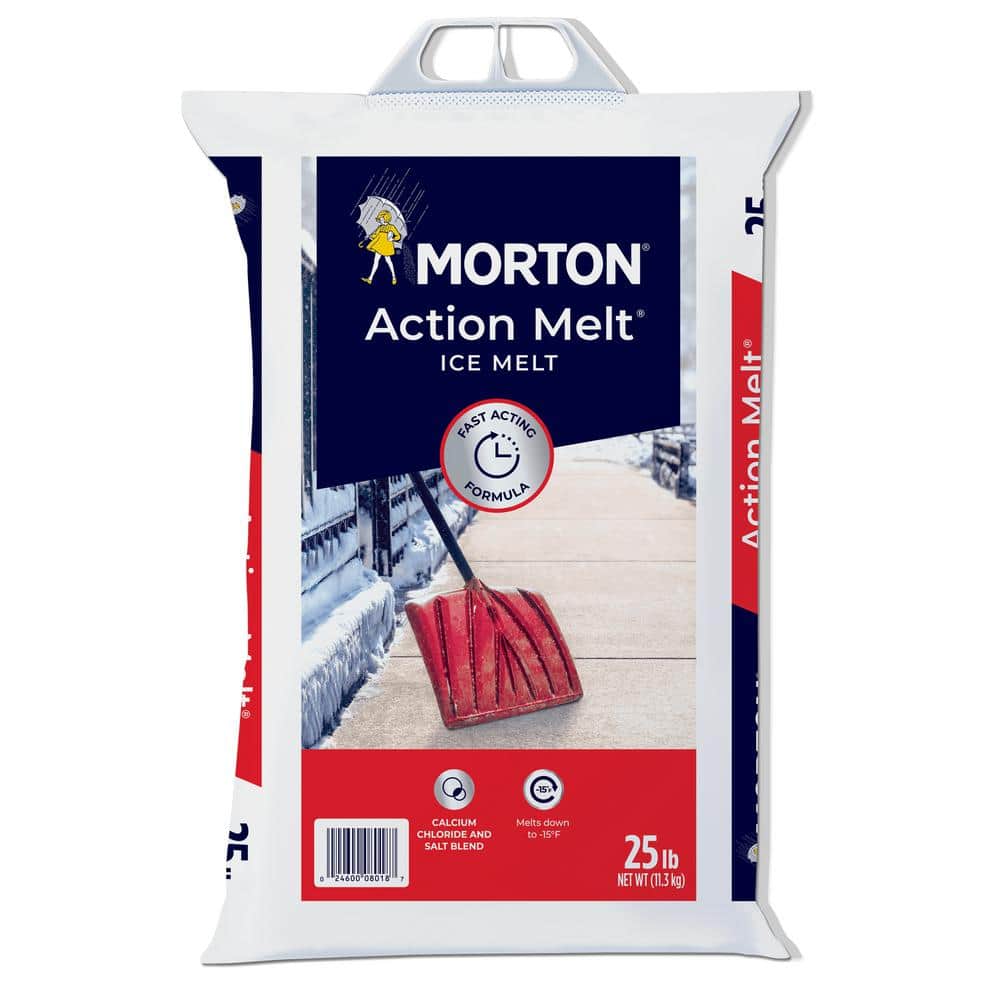 Morton Salt Ice Melt 25 lbs. Action Blend Bag 8018 The Home Depot