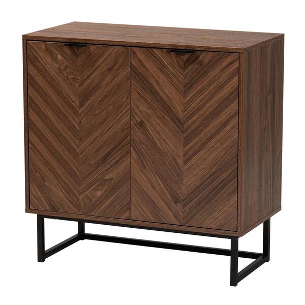 Baxton Studio Sadia Walnut Brown and Black Storage Cabinet 226-12917-HD ...