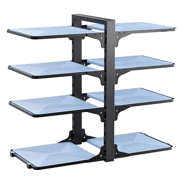 Black Adjustable 8-Tier Pan Organizer Rack Pot Rack Non-Slip Heavy Duty Pot and Pan Organizer for Cabinet Storage