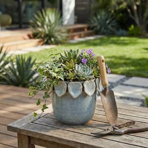 Vigoro Constance Medium Indoor Ceramic Planter on Wood Stand (8 in