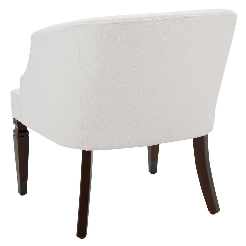 Elegant White Velvet Accent Chair with Walnut Wood Legs