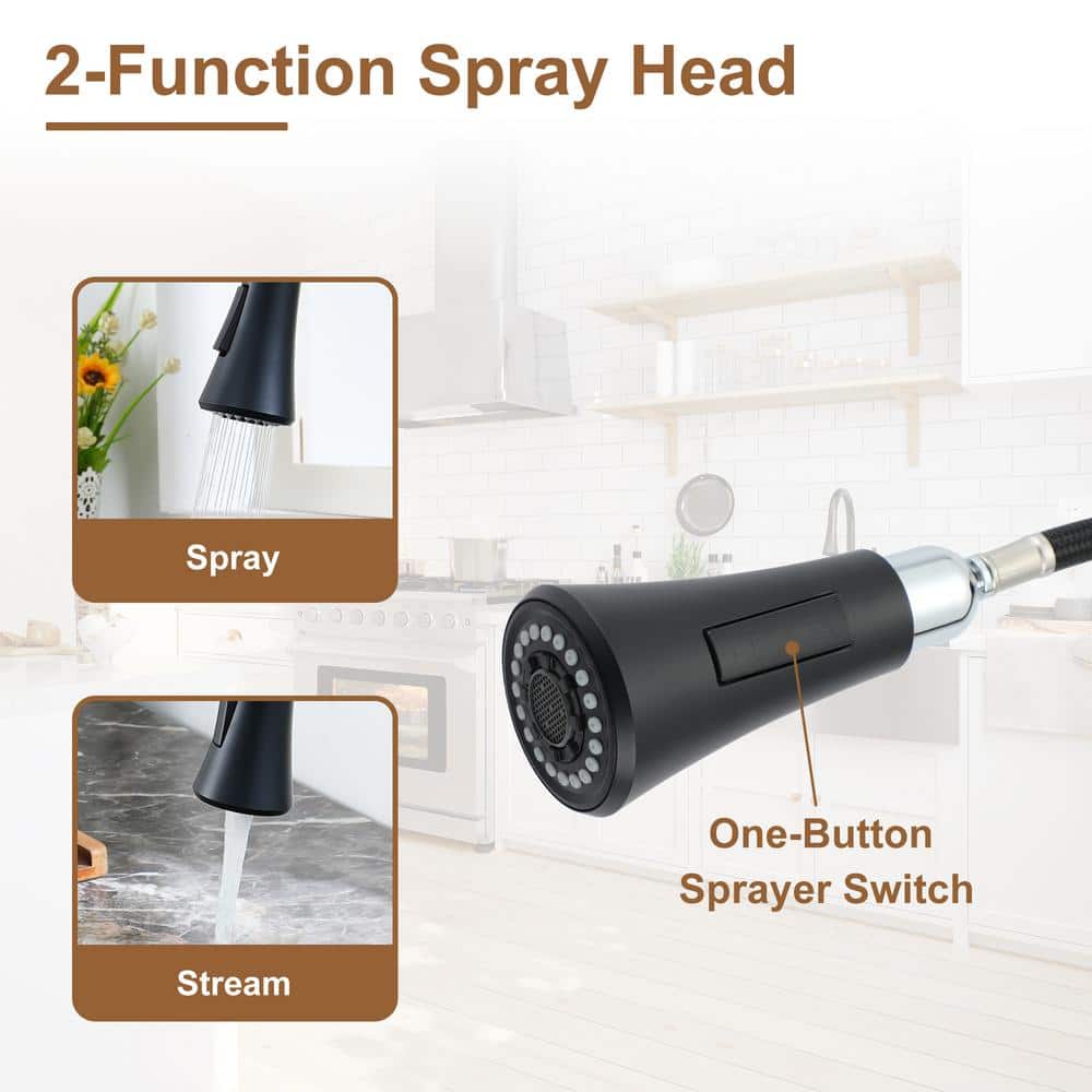 Matte Black Stainless Steel Touchless Pull-Down Sprayer Kitchen Faucet