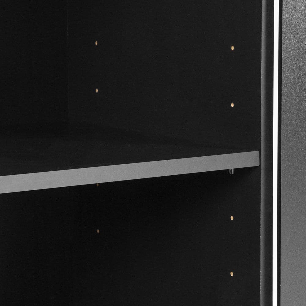 Pure Black Freestanding Office Storage Cabinet with Adjustable Shelving