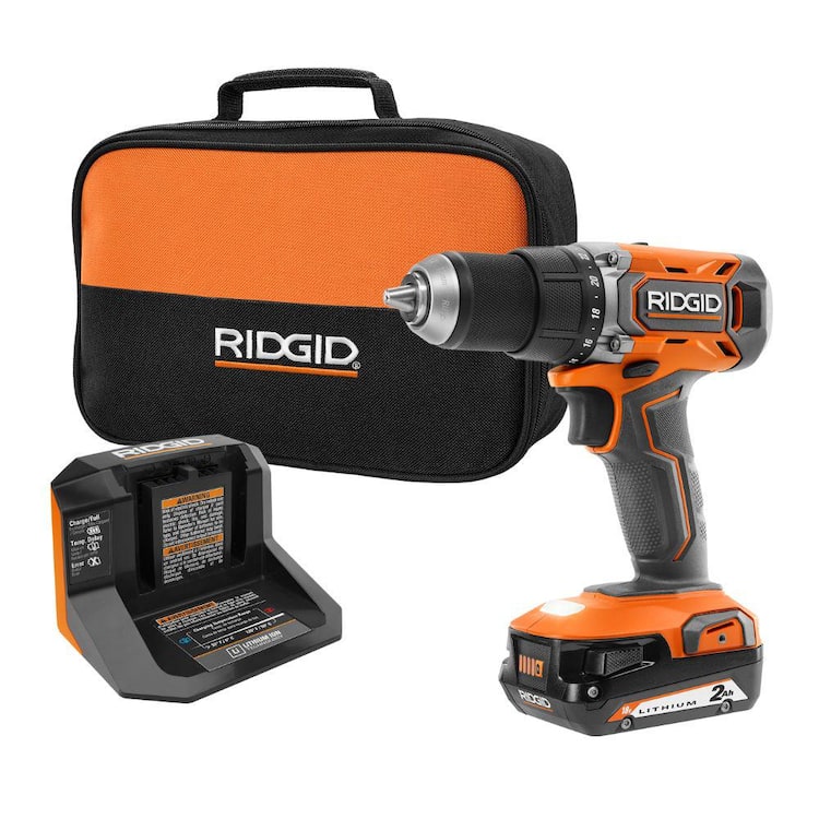 RIDGID 18V Cordless 1/2 in. Drill/Driver Kit with 2.0 Ah Battery and Charger