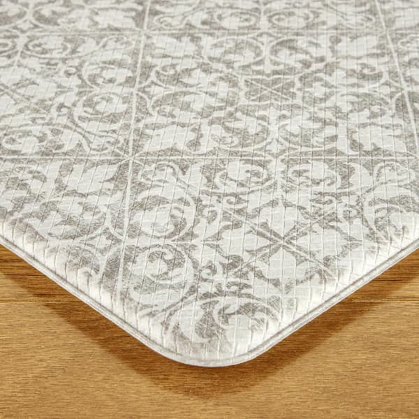 Basic Comfort Plus Vintage Medallion Warm Grey 18 in. x 39 in. Indoor Anti Fatigue Mat