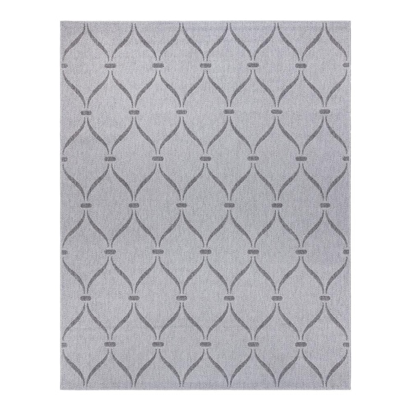 Gertmenian Ringley Araceli Silver 9 ft. x 13 ft. Geometric Indoor/Outdoor Area Rug