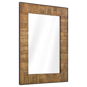 Medium Rectangle Brown Classic Mirror (35.5 in. H x 26.5 in. W)