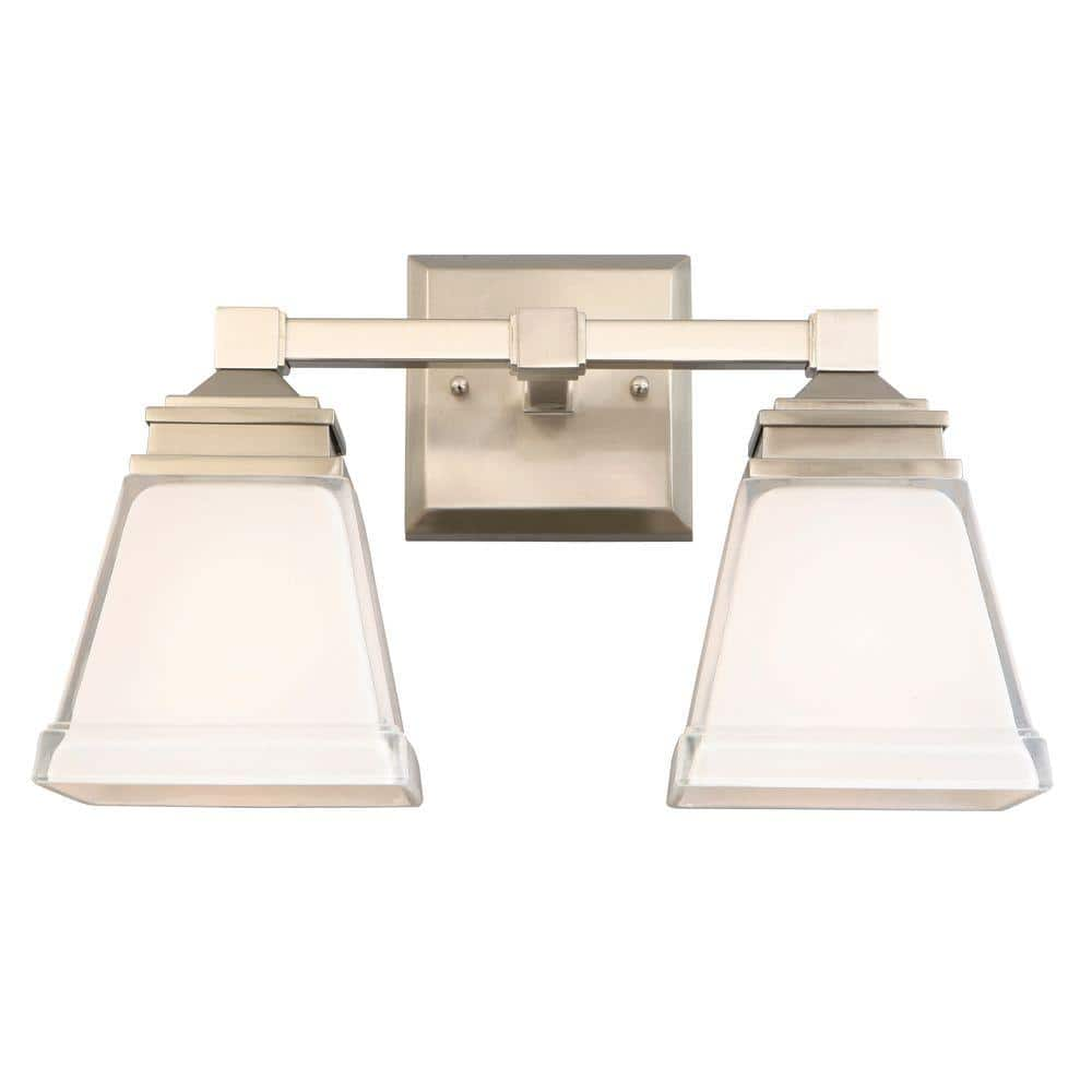 Hampton Bay Landray 2 Light Brushed Nickel Vanity Light With Frosted Glass Shades Hjc1392a 3