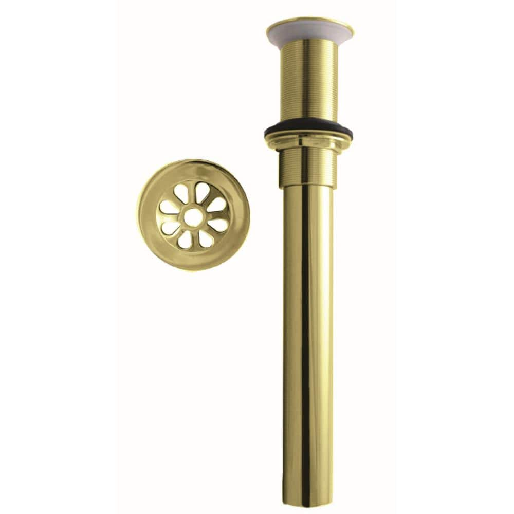 Westbrass Bathroom Sink Drain Assembly with Rapid Draining Crowned Grid without Overflow Holes - Exposed, Polished Brass