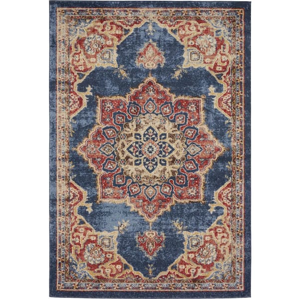 Unique Loom Utopia Helios Navy Blue 4' 0 x 6' 0 Area Rug