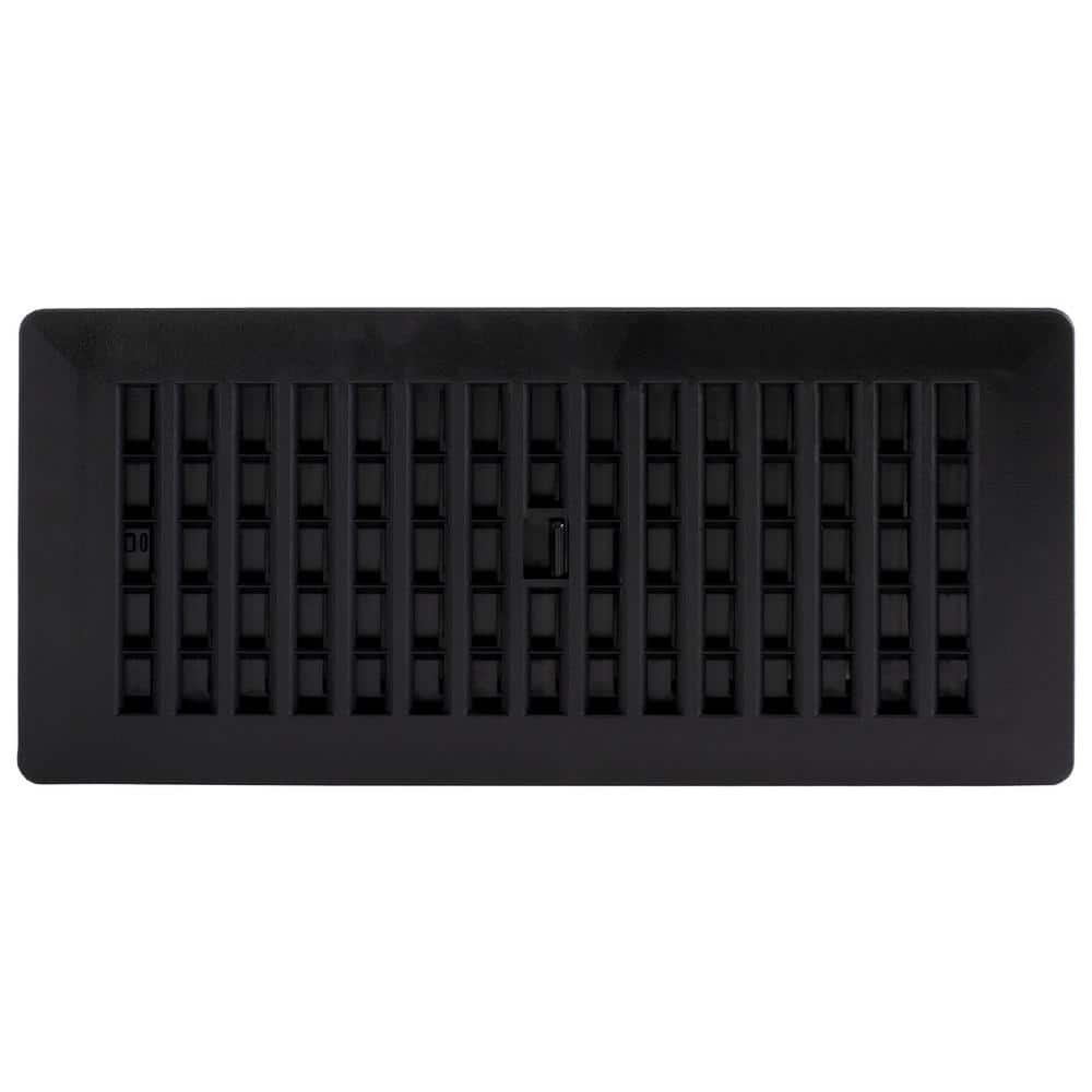 Black Rectangular Plastic Floor Register, 4x10 Inch