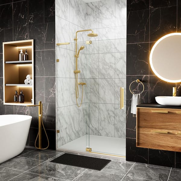 Rozz Moss AERO 43-48 in. W x 70 in. H Frameless Pivot Shower Door