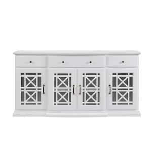 Landon Fretwork 60 in. White 4-Door Sideboard with 3-Drawers