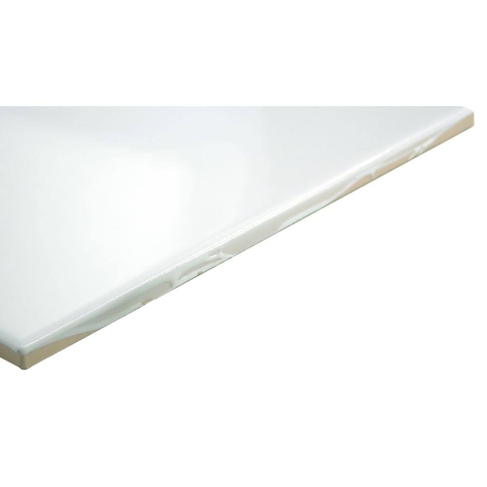 Skite Glossy White Diamond Ceramic Wall Tile, 6.3'' x 7.27''
