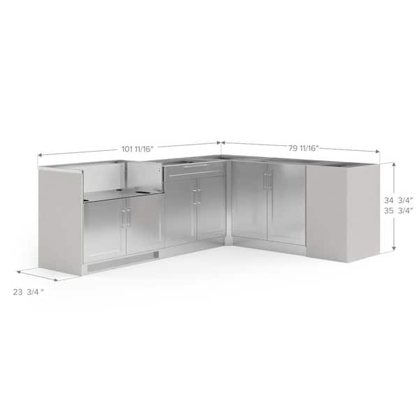 Outdoor Kitchen 96 W x 24 D Stainless Steel 4-Piece Modular Cabinet Set