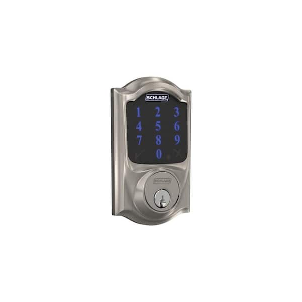 Schlage Camelot Satin Nickel Electronic Connect Smart Deadbolt with Alarm -  Z-Wave Plus Enabled BE469ZP CAM 619 - The Home Depot