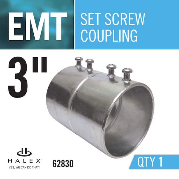 Electrical Metallic Tube Set-Screw Coupling Halex EMT 26280 1//2 in 5 per pack