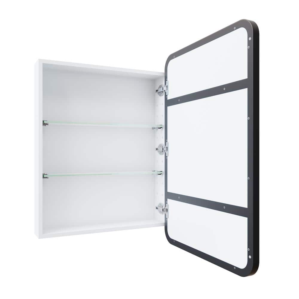 Black Stainless Steel Recessed Medicine Cabinet with Mirror