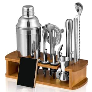 Wudkey Gold 24 oz. Cocktail Shaker Set Bartender with Stand