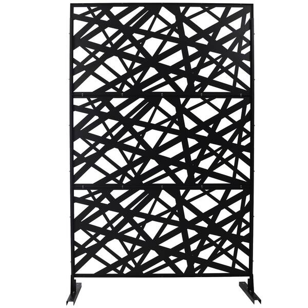Tidoin 6.3 ft. x 4 ft. Black Steel Freestanding Decorative Privacy