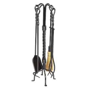30 in. Tall Graphite Twisted Rope 5-Piece Fireplace Tool Set