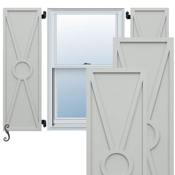 Ekena Millwork EnduraCore Santa Fe Modern Style 12-in W x 32-in H Raised Panel Composite Shutters Pair in Hailstorm Gray