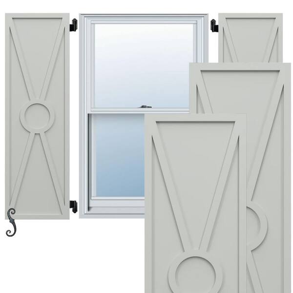 Ekena Millwork EnduraCore Santa Fe Modern Style 12-in W x 80-in H Raised Panel Composite Shutters Pair in Hailstorm Gray