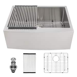 18-Gauge Stainless Steel 27 in. Single Bowl Right Angle Farmhouse Apron Kitchen Sink