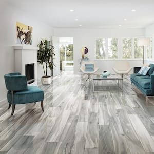 Rio Coyote Gray 7.75 in. x 47.12 in. Polished Porcelain Floor and Wall Tile (15.49 sq. ft./Case)