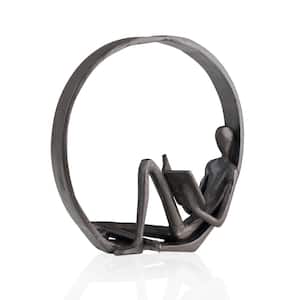 Encircled Reader Cast Iron Sculpture