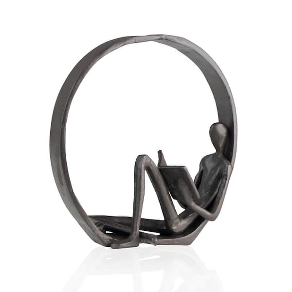 DANYA B Encircled Reader Cast Iron Sculpture
