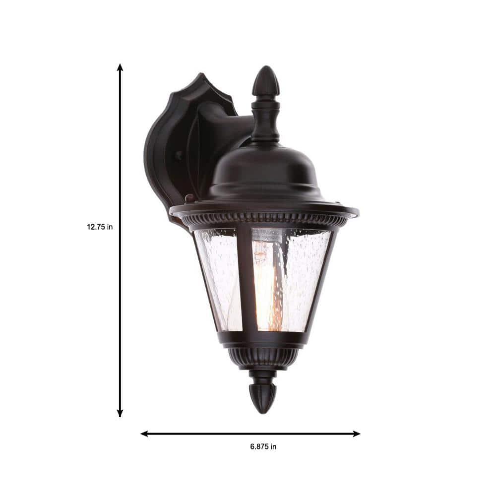 Antique Bronze 13" Outdoor Wall Lantern with Seeded Glass