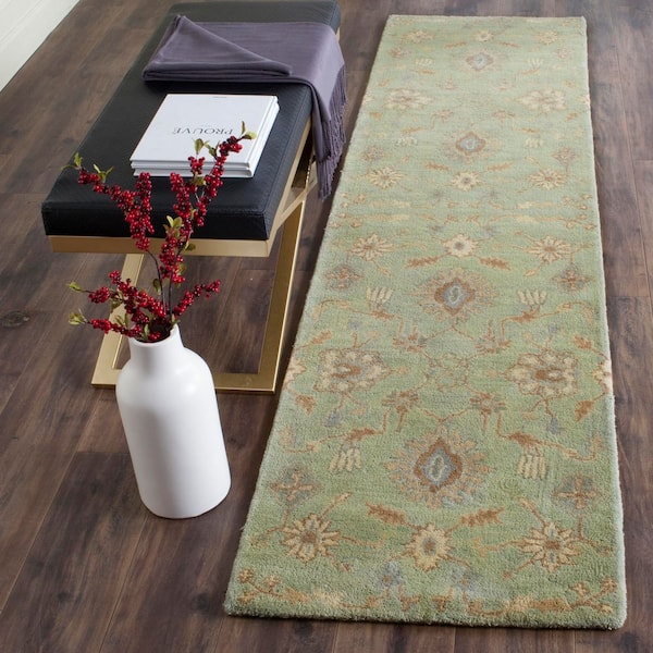 Wyndham 2 ft. x 9 ft. Light Green Abstract Floral Runner Rug