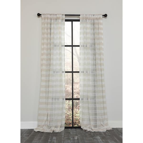 Manor Luxe Danielle Semi Sheer Rod Pocket Curtain Single Panel 54 In X 96 White And Natural Ml193085496 The Home Depot Manor Luxe Danielle Semi Sheer Rod, Light Gray Semi Sheer Curtains