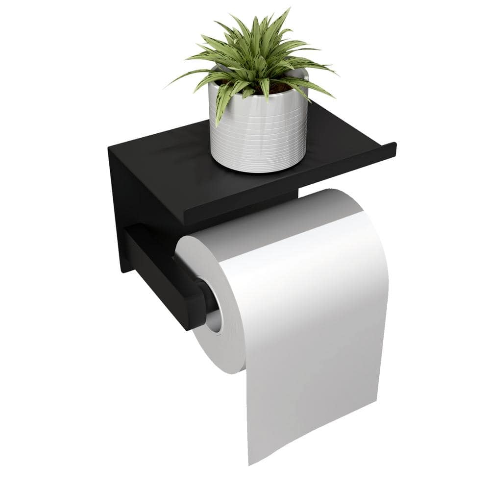 Wall Mounted Stainless Steel Toilet Paper Holder Tissue Roll Holder Hanger with Phone Shelf in Matte Black price history on PriceWatchPro