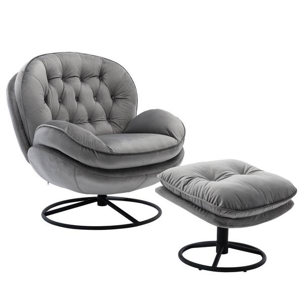 grey swivel egg chair