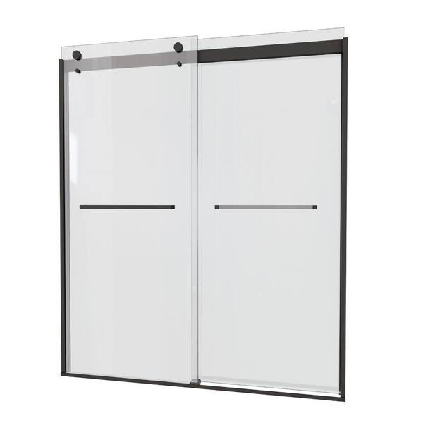 thumbnail image 2 of ELEGANT 48W X 72H Semi-Frameless Double Sliding Shower Door – 1/4” Clear Tempered Glass – Chrome Finish 2 of 4