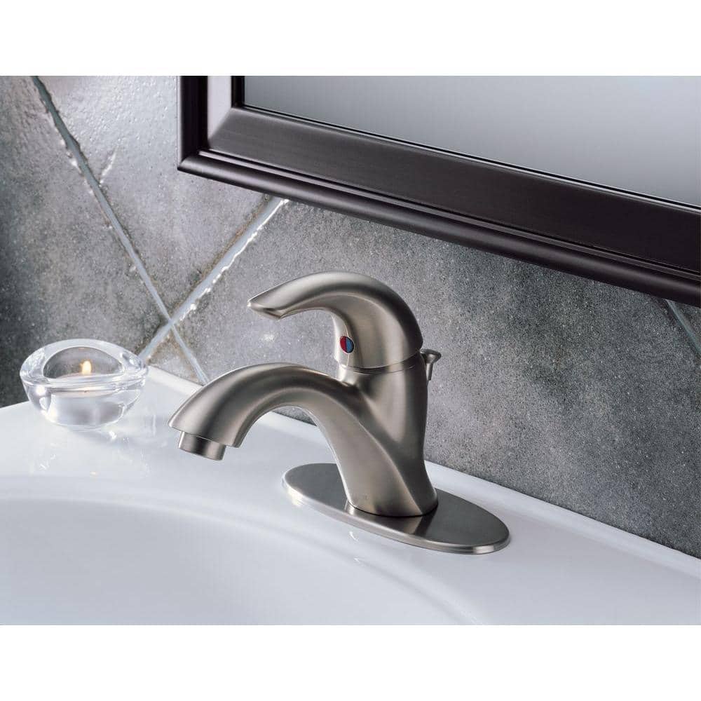 Stainless Steel Single Handle Bathroom Faucet with Drain Assembly