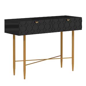 41.7 in. Black Modern Wood Rectangular End Table with Metal Stand