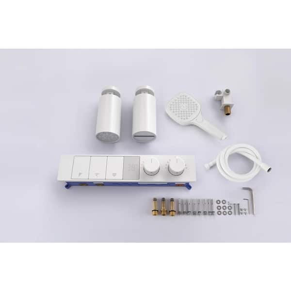 3-Spray Dual Handheld Wall Mounting Shower Head Fixed Shower Combo Set With Hand Shower 2.64GPM in Matte White