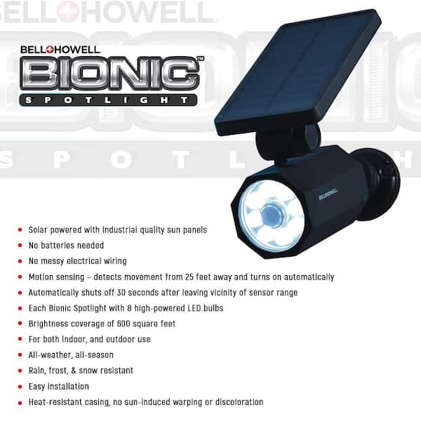 Black for sale online Bell+Howell Bionic Spotlight Solar Powered Outdoor Lighting 